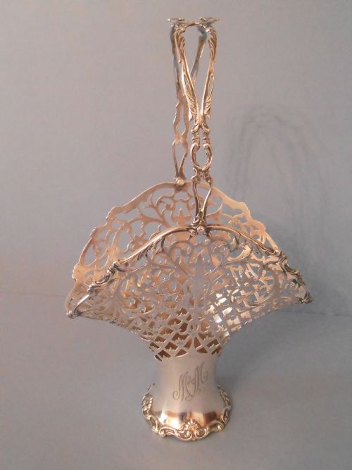 ANTIQUE EDWARDIAN SOLID SILVER BASKET 1908 - ADDITIONAL PHOTO 2
