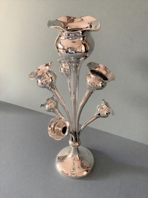 ANTIQUE EDWARDIAN SOLID SILVER 7VASE EPERGNE - ADDITIONAL PHOTO 1