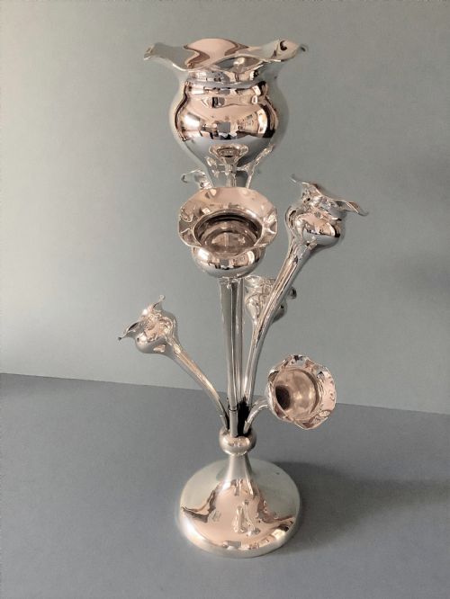 ANTIQUE EDWARDIAN SOLID SILVER 7VASE EPERGNE - ADDITIONAL PHOTO 2