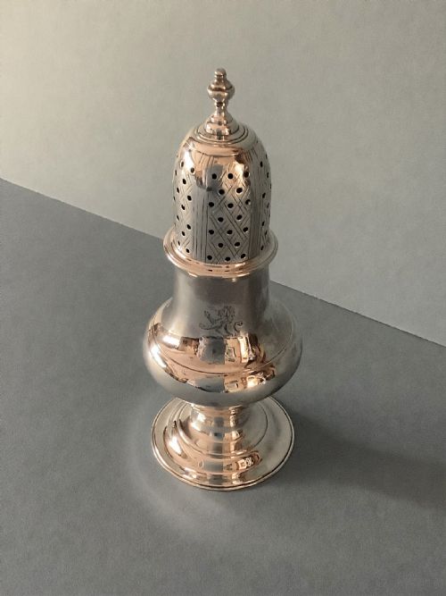 antique george iii solid silver caster - CATEGORY: ANTIQUE SILVER - DATED GEORGIAN