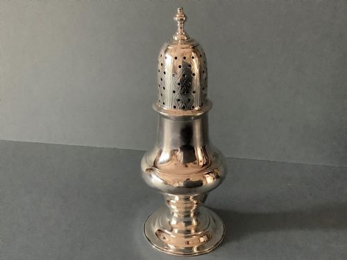 ANTIQUE GEORGE III SOLID SILVER CASTER - ADDITIONAL PHOTO 1