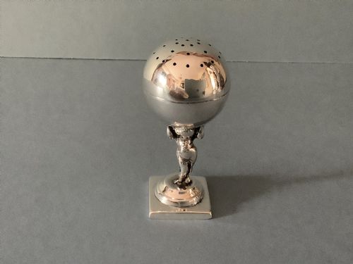 antique solid silver novelty pounce pot - CATEGORY: ANTIQUE SILVER - DATED VICTORIAN