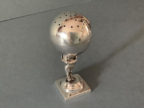ANTIQUE SOLID SILVER NOVELTY POUNCE POT - ADDITIONAL PHOTO 1