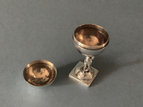 ANTIQUE SOLID SILVER NOVELTY POUNCE POT - ADDITIONAL PHOTO 2