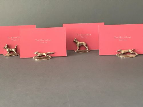 ANTIQUE SILVER MENU HOLDERS FOX AND HOUNDS - ADDITIONAL PHOTO 1