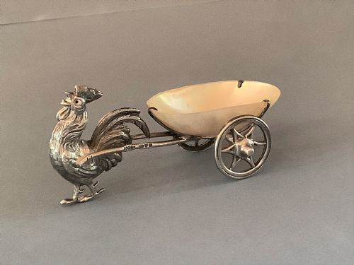 novelty edwardian solid silver salt cart - CATEGORY: ANTIQUE SILVER - DATED EDWARDIAN