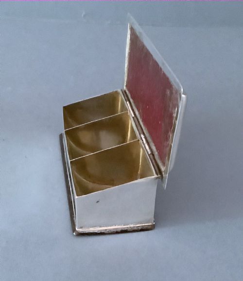 ANTIQUE SILVER TRIPLE STAMP BOX - ADDITIONAL PHOTO 1