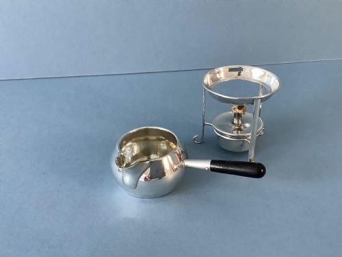 ANTIQUE EDWARDIAN SILVER BRANDY WARMER WITH STAND - ADDITIONAL PHOTO 1