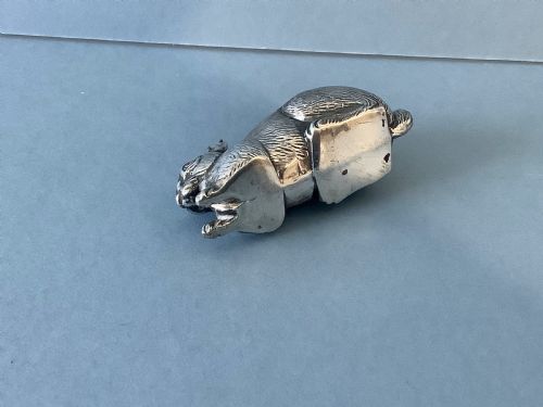 ANTIQUE EDWARDIAN SILVER RABBIT PIN CUSHION - ADDITIONAL PHOTO 5