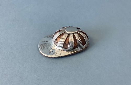 ANTIQUE SILVER NOVELTY JOCKEY CAP PIN CUSHION - ADDITIONAL PHOTO 3