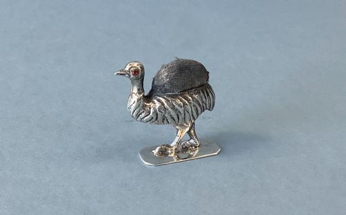 rare antique silver pin cushion emu - CATEGORY: ANTIQUE SILVER - DATED EDWARDIAN