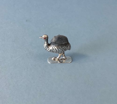 RARE ANTIQUE SILVER PIN CUSHION EMU - ADDITIONAL PHOTO 1