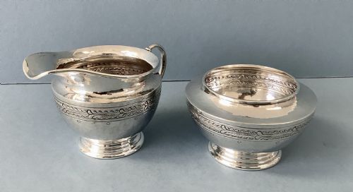 antique silver liberty milk jug and sugar bowl - CATEGORY: ANTIQUE SILVER - DATED 1920