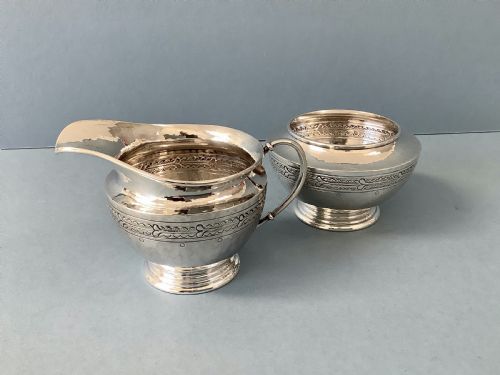ANTIQUE SILVER LIBERTY MILK JUG AND SUGAR BOWL - ADDITIONAL PHOTO 3