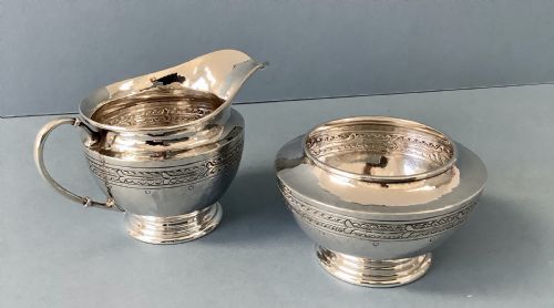 ANTIQUE SILVER LIBERTY MILK JUG AND SUGAR BOWL - ADDITIONAL PHOTO 6