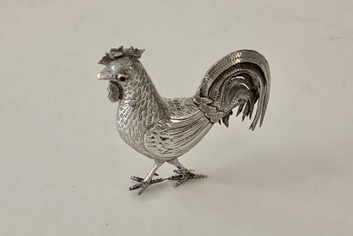 victorian silver novelty cockerel snuff box 1890 - CATEGORY: ANTIQUE SILVER - DATED VICTORIAN