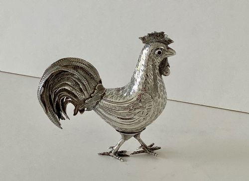 VICTORIAN SILVER NOVELTY COCKEREL SNUFF BOX 1890 - ADDITIONAL PHOTO 6