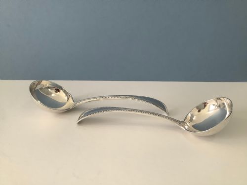 pair of antique victorian solid silver ladles 1895 - CATEGORY: ANTIQUE SILVER - DATED VICTORIAN