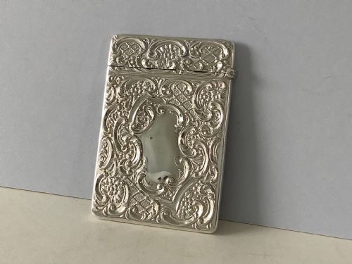 ANTIQUE EDWARDIAN SILVER CASTLE TOP CARD CASE - ADDITIONAL PHOTO 1