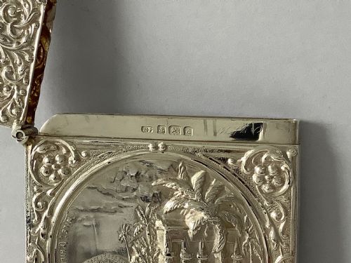 ANTIQUE EDWARDIAN SILVER CASTLE TOP CARD CASE - ADDITIONAL PHOTO 2