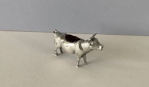 ANTIQUE SILVER NOVELTY PIN CUSHION COW - ADDITIONAL PHOTO 3