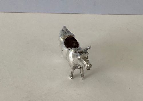 ANTIQUE SILVER NOVELTY PIN CUSHION COW - ADDITIONAL PHOTO 6