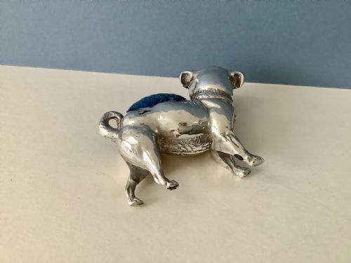 NOVELTY ANTIQUE SILVER PIN CUSHION PUG - ADDITIONAL PHOTO 3