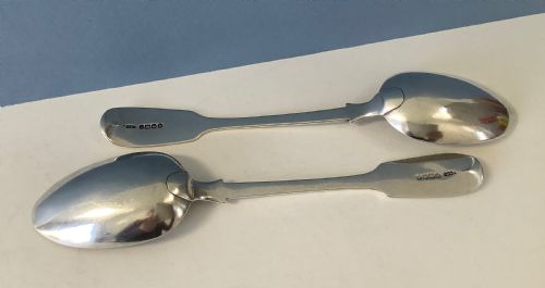PAIR OF ANTIQUE EXETER SILVER TABLE SERVING SPOONS 1841 - ADDITIONAL PHOTO 1