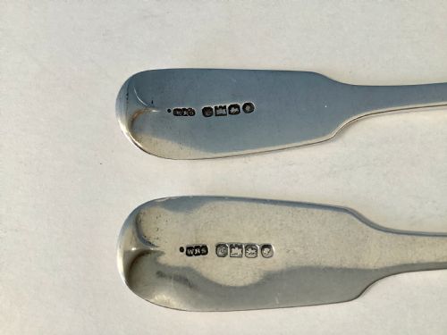 PAIR OF ANTIQUE EXETER SILVER TABLE SERVING SPOONS 1841 - ADDITIONAL PHOTO 2