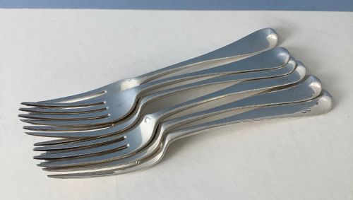 SET OF SIX ANTIQUE VICTORIAN SOLID SILVER DINNER FORKS - ADDITIONAL PHOTO 3