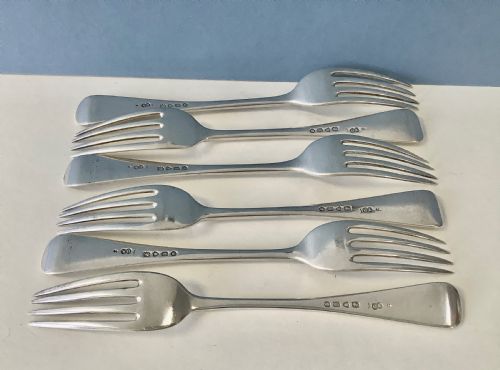 SET OF SIX ANTIQUE VICTORIAN SOLID SILVER DESSERT FORKS - ADDITIONAL PHOTO 1