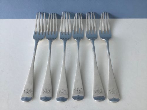 SET OF SIX ANTIQUE VICTORIAN SOLID SILVER DESSERT FORKS - ADDITIONAL PHOTO 4