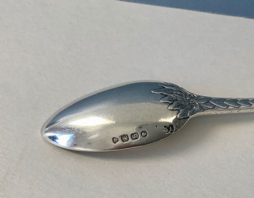 RARE ANTIQUE SOLID SILVER PALM PATTERN SPOON - ADDITIONAL PHOTO 2