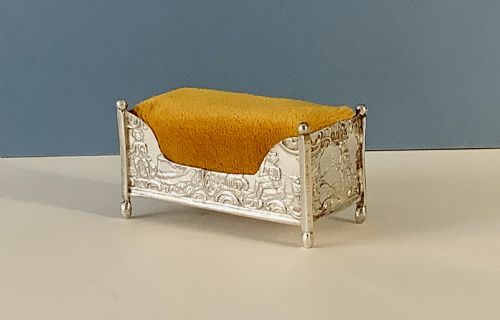 ANTIQUE EDWARDIAN SOLID SILVER CRADLE PIN CUSHION - ADDITIONAL PHOTO 2