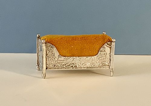 ANTIQUE EDWARDIAN SOLID SILVER CRADLE PIN CUSHION - ADDITIONAL PHOTO 4