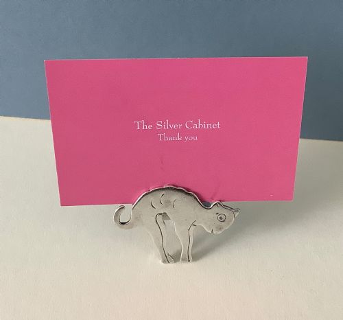 PAIR OF NOVELTY EDWARDIAN SOLID SILVER CAT MENU HOLDERS - ADDITIONAL PHOTO 1