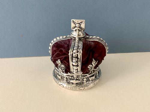 antique victorian solid silver pin cushion crown - CATEGORY: ANTIQUE SILVER - DATED VICTORIAN