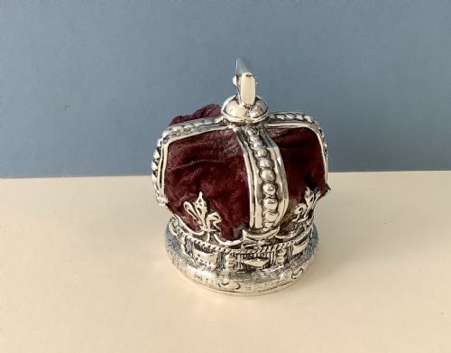 ANTIQUE VICTORIAN SOLID SILVER PIN CUSHION CROWN - ADDITIONAL PHOTO 1