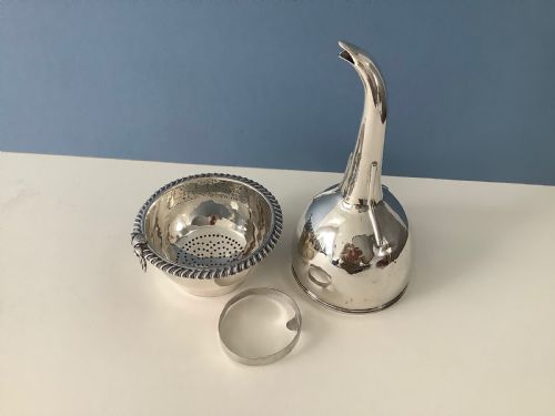 antique georgian solid silver 3part wine funnel - CATEGORY: ANTIQUE SILVER - DATED GEORGIAN