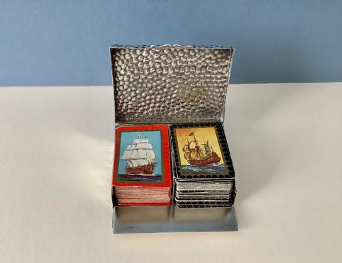 ANTIQUE SILVER PLAYING CARD BOX NELSON AND DRAKE - ADDITIONAL PHOTO 7