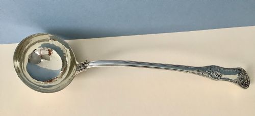 ANTIQUE WILLIAM IV HEAVY SOLID SILVER LADLE - ADDITIONAL PHOTO 2
