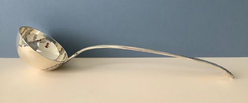ANTIQUE WILLIAM IV HEAVY SOLID SILVER LADLE - ADDITIONAL PHOTO 6