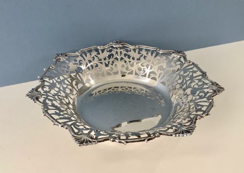 HEAVY EDWARDIAN ANTIQUE SOLID SILVER DISH OR BOWL - ADDITIONAL PHOTO 1