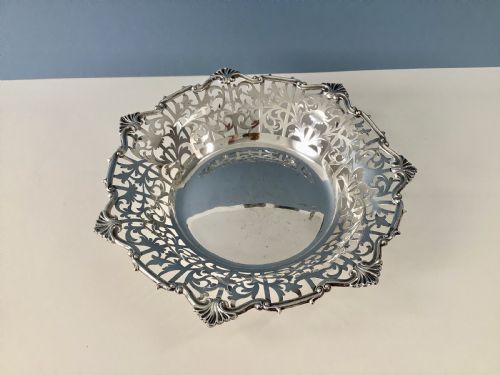 HEAVY EDWARDIAN ANTIQUE SOLID SILVER DISH OR BOWL - ADDITIONAL PHOTO 3