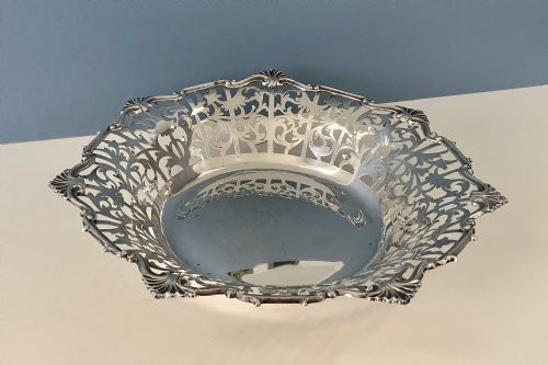 HEAVY EDWARDIAN ANTIQUE SOLID SILVER DISH OR BOWL - ADDITIONAL PHOTO 6