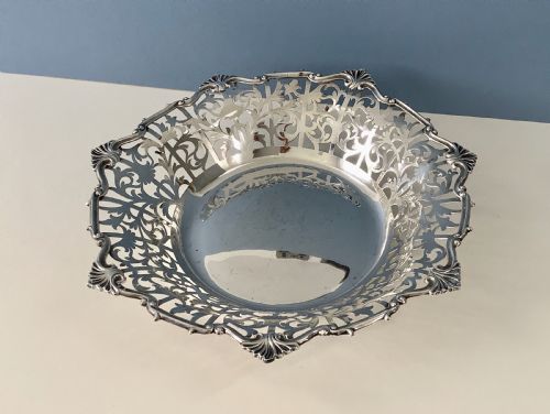 HEAVY EDWARDIAN ANTIQUE SOLID SILVER DISH OR BOWL - ADDITIONAL PHOTO 7