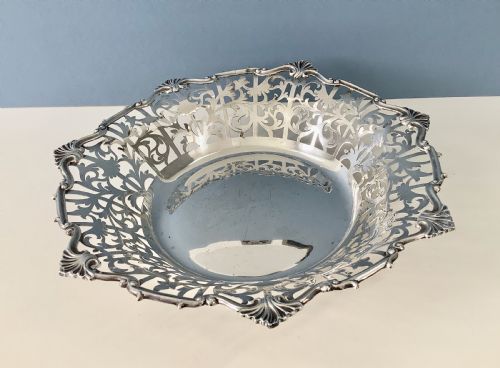HEAVY EDWARDIAN ANTIQUE SOLID SILVER DISH OR BOWL - ADDITIONAL PHOTO 8