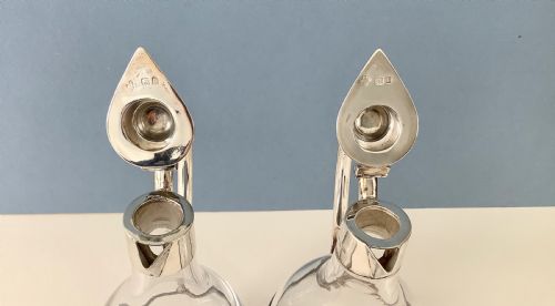 PAIR OF ANTIQUE SILVER MOUNTED CLARET WINE JUGS - ADDITIONAL PHOTO 7