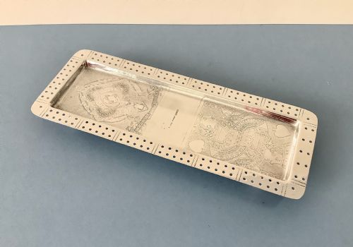 antique victorian solid silver cribbage board - CATEGORY: ANTIQUE SILVER - DATED VICTORIAN