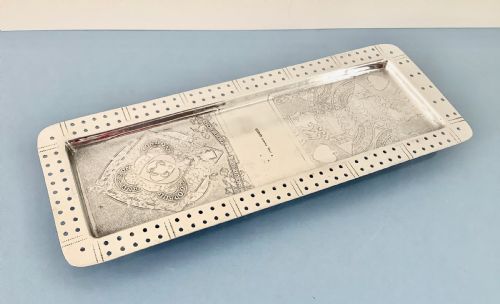 ANTIQUE VICTORIAN SOLID SILVER CRIBBAGE BOARD - ADDITIONAL PHOTO 1